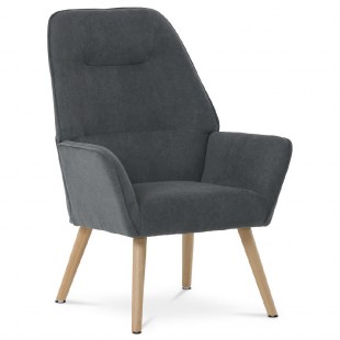 Křeslo "ušák", potah šedá látka, nohy masiv kaučukovník AK-312 GREY2